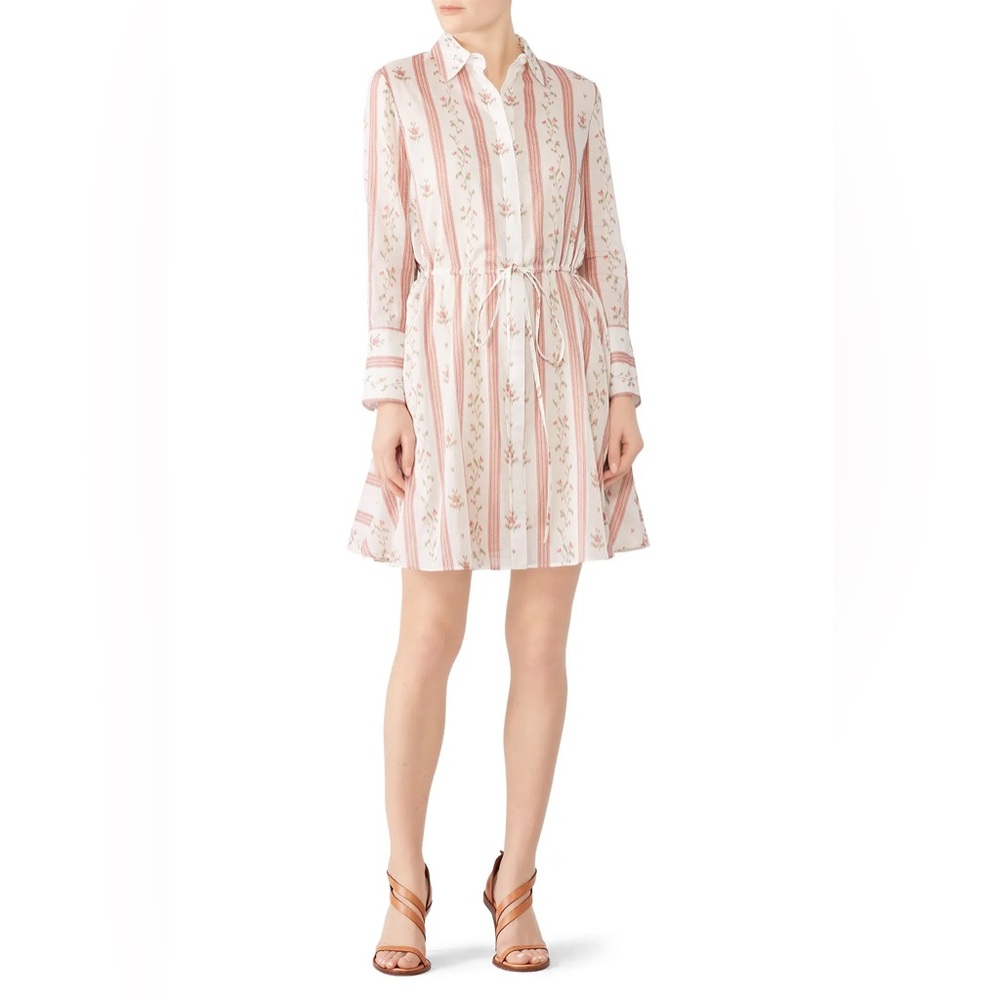 Brock Collection cream pink floral cotton long sleeve Oruy shirt dress